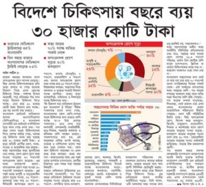 বিদেশে চিকিৎসায় বছরে ব্যয় ৩০ হাজার কোটি টাকা