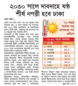 ২০৩০ সালে দাবদাহে ষষ্ঠ শীর্ষ নগরী হবে ঢাকা